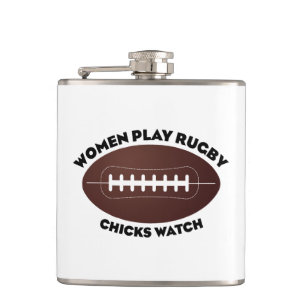 Women Play Rugby, Chicks Watch Hip Flask