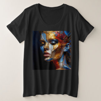 Women Plus Size T-Shirts With Art Expression 25
