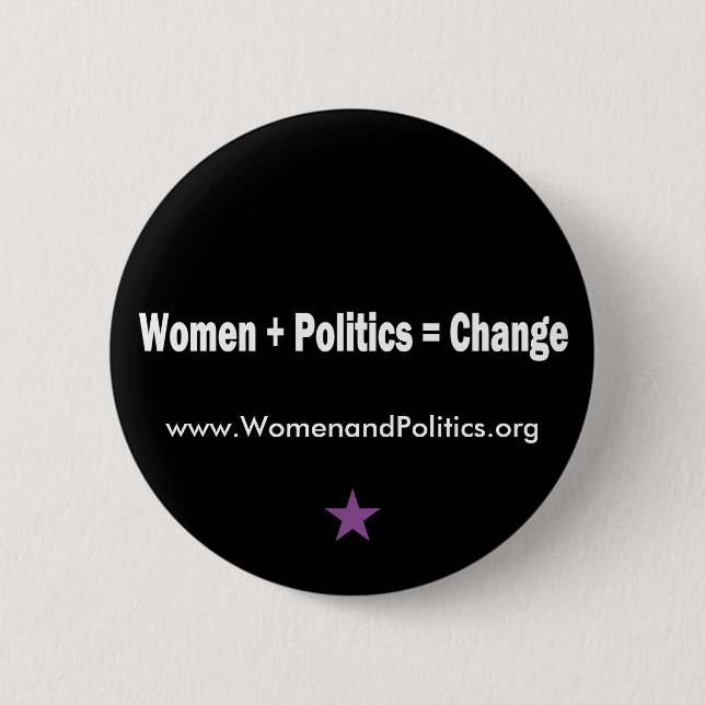 Women + Politics = Change 6 Cm Round Badge (Front)