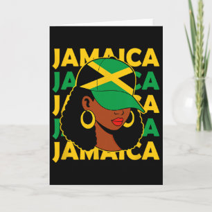 Women Proud Jamaican Patriotic Afro Black Woman Ja Card