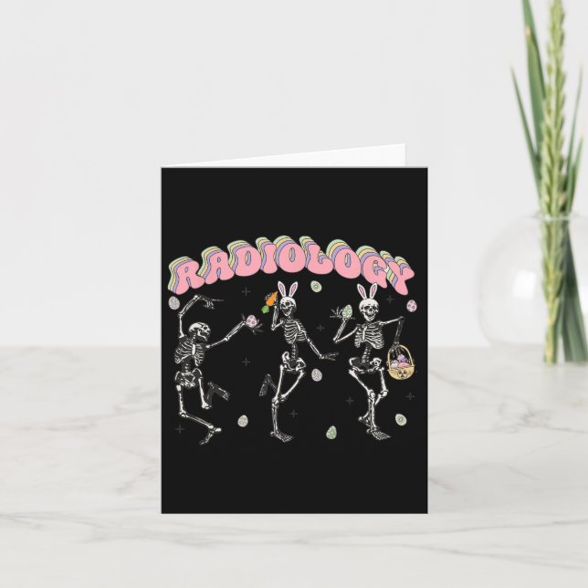 Women Radiology Easter Bunny Dancing Skeleton Ct M Card (Front)