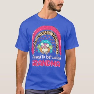 Women Rainbow Blessed To Be Called Grandma Bunny E T-Shirt