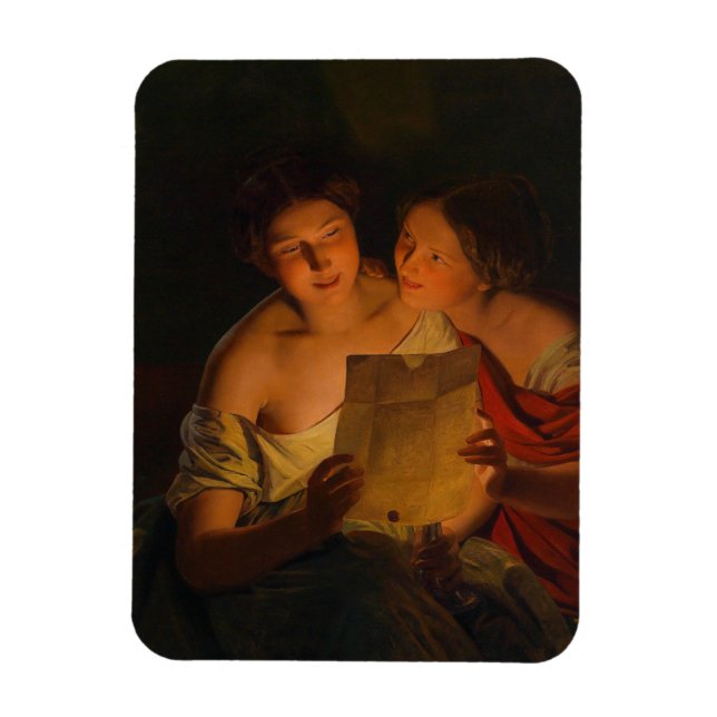 Women Reading a Love Letter (by Waldmüller) Magnet (Vertical)