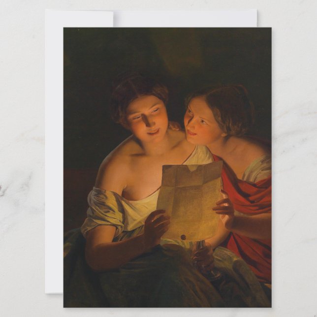 Women Reading a Love Letter Card (Front)
