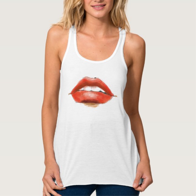 women red lips tank top (Front)