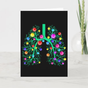 Women Resratory Therapy Lung Christmas Lights Lung Card