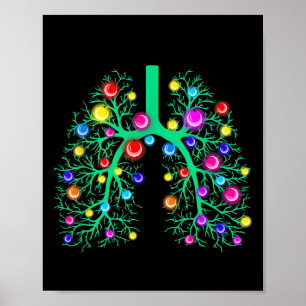 Women Resratory Therapy Lung Christmas Lights Lung Poster