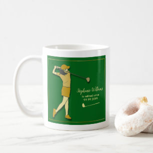 Women Retirement Golf Party Classic Green Golden Coffee Mug