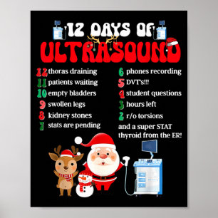 Women Retro 12 Days Of Ultrasound Tech Christmas S Poster