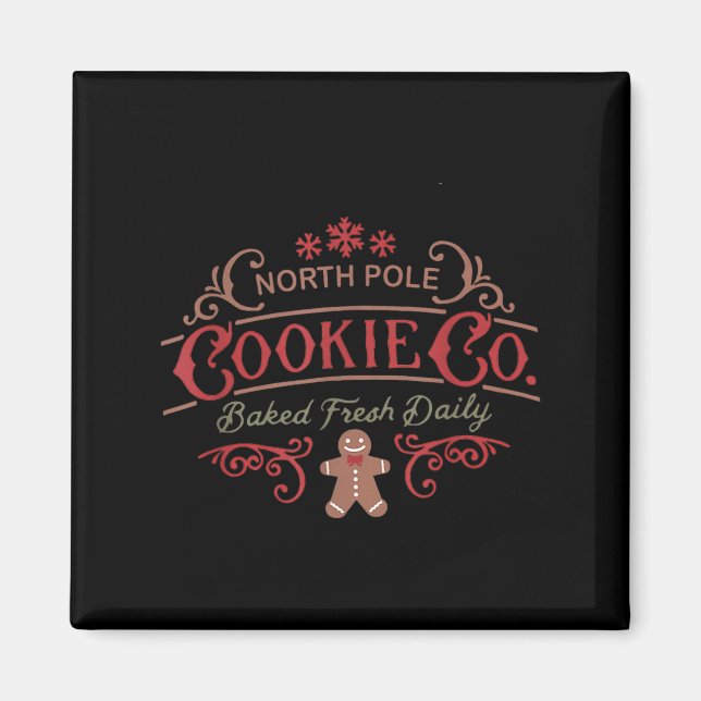 Women Retro Christmas Gingerbread Bakery North Le  Magnet (Front)