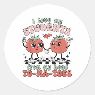 Women Retro I Love My Students Valentine Teacher L Classic Round Sticker