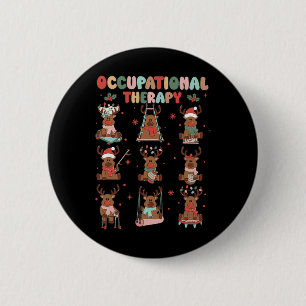 Women Retro Occupational Therapy Christmas Reindee 6 Cm Round Badge