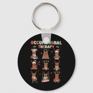 Women Retro Occupational Therapy Christmas Reindee Key Ring