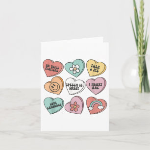 Women Retro Speech Therapy Valentine Heart Candy S Card