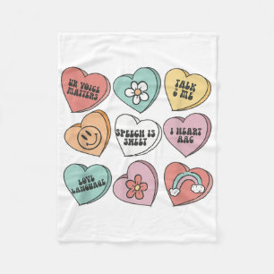 Women Retro Speech Therapy Valentine Heart Candy S Fleece Blanket