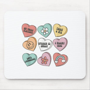 Women Retro Speech Therapy Valentine Heart Candy S Mouse Pad