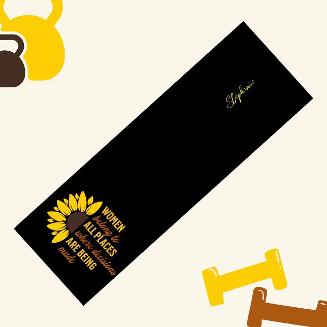 Women Rights Ruth Bader Sunflower Black Meditation Yoga Mat (Creator Uploaded)