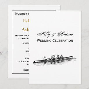 Women Rowing Rowers Crew Team Water Sports Black Invitation