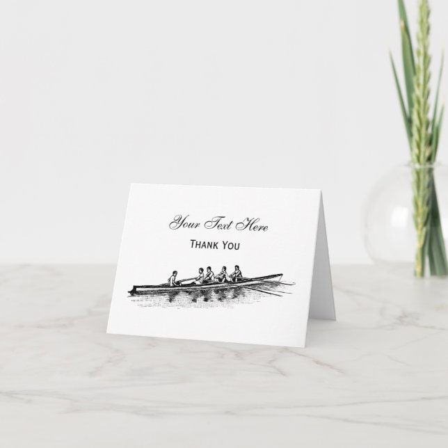 Women Rowing Rowers Crew Team Water Sports Black Thank You Card (Front)