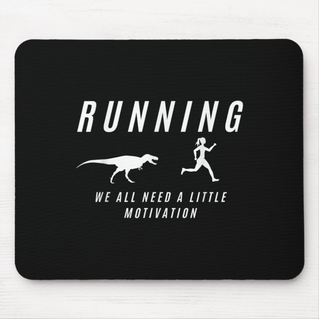 Women Running With Motivation Raptor Funny Runner  Mouse Pad (Front)