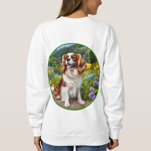 Women’s Cavalier Cute Dog Sweatshirt Hershey Pup (Back)