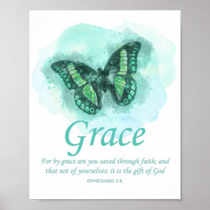 Women’s Christian Butterfly Bible Verse: Grace Poster