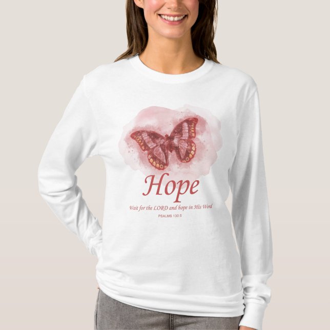 Women’s Christian Butterfly Bible Verse: Hope T-Shirt (Front)