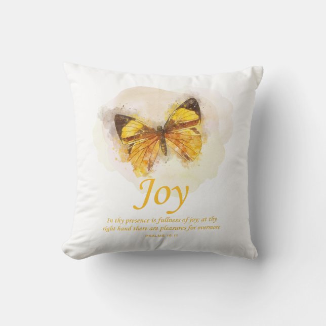 Women’s Christian Butterfly Bible Verse: Joy Cushion (Front)