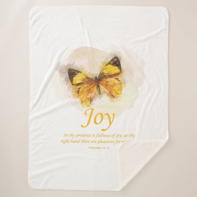 Women’s Christian Butterfly Bible Verse: Joy  Sherpa Blanket (Front)
