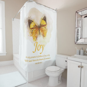 Women’s Christian Butterfly Bible Verse: Joy  Shower Curtain