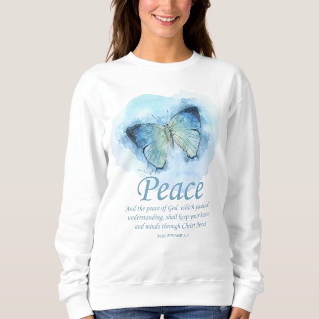 Women’s Christian Butterfly Bible Verse: Peace Sweatshirt (Front)