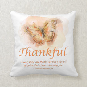 Women’s Christian Butterfly Bible Verse: Thankfu Cushion