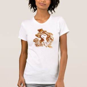 Women’s Coffee Hand Painted Art Sheer Burnout Te T-Shirt