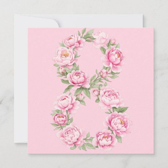 Women’s Day Peony Flower for March 8  Holiday Card (Front)