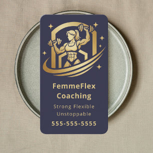 Women’s Fitness Coach Online Fitness Coach Navy Business Card