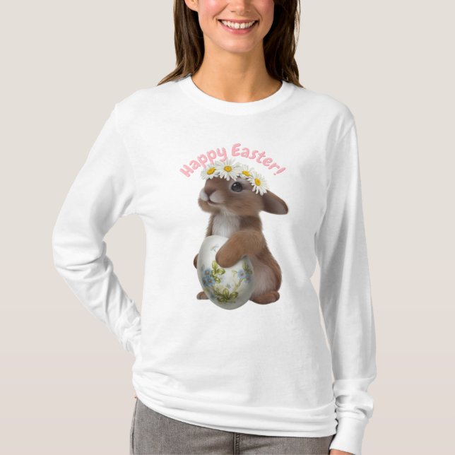 "Women’s Happy Easter Bunny Long Sleeve Tee" T-Shirt (Front)