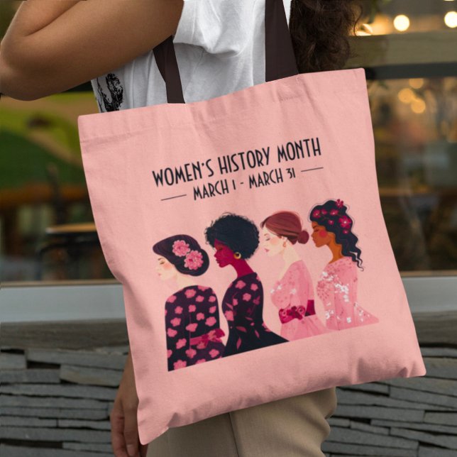 Women’s History Month Global Women Pink Floral Tote Bag (Creator Uploaded)