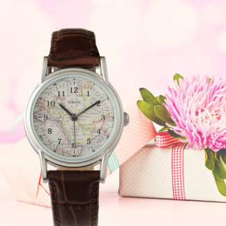 Women’s Mecca Map Monogram Watch – Silver Case