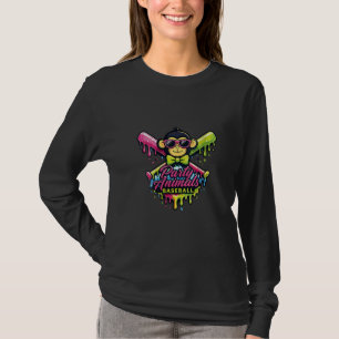Women’s Party Animals Baseball Funny Monkey T-Shirt