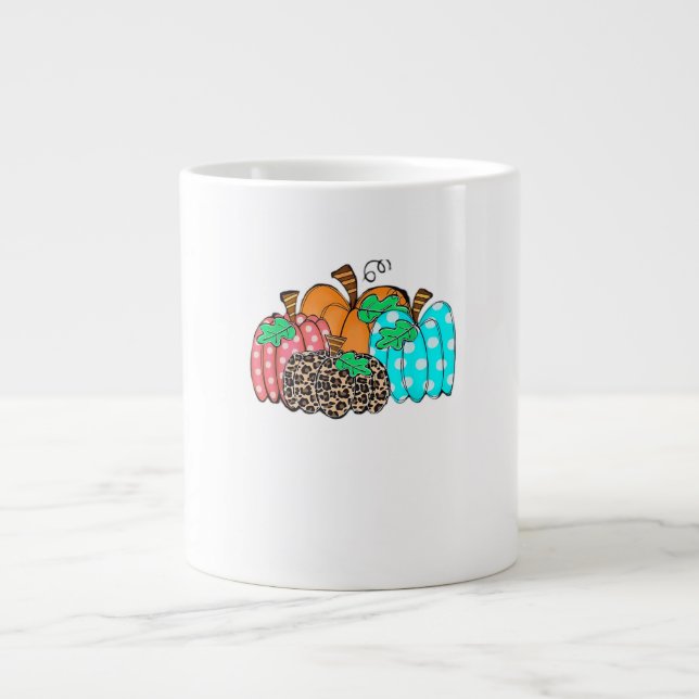 Women’s Pumpkin Leopard Print Graphic It’s Fall Y’ Large Coffee Mug (Front)