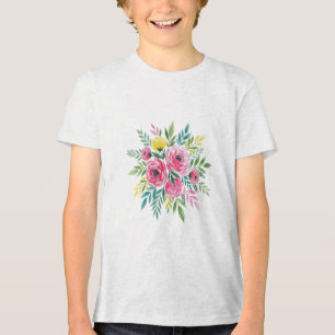 Women’s Watercolor Wildflower T-Shirt – Loose Fit  Tri-Blend Shirt