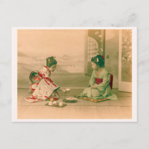 "Women Serving Tea” お茶を出す女性 日本 着物 ヴィンテージ写真 和風 Postcard