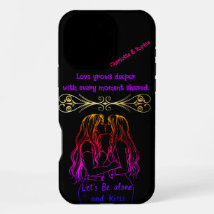 Women sharing a loving moment while wearing smiles iPhone 16 pro max case