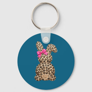 Women Shirt Easter Bunny Coquette Bow Leopard Key Ring