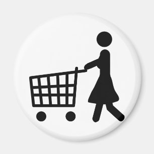women shopping black trolly magnet