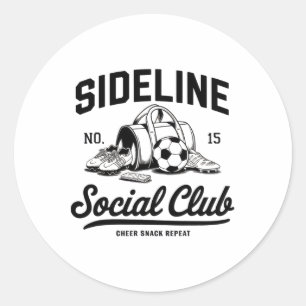 Women Sideline Social Club Soccer Mom Game Day  Classic Round Sticker