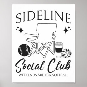 Women Sideline Social Club Softll Mum Game Day Mot Poster
