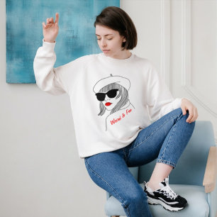 Women Silhouette Red & Black Linear Feminist Quote Sweatshirt