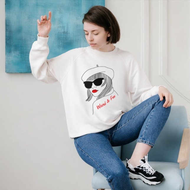 Women Silhouette Red & Black Linear Feminist Quote Sweatshirt (Creator Uploaded)