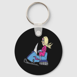 Women Snowmobiling Key Ring